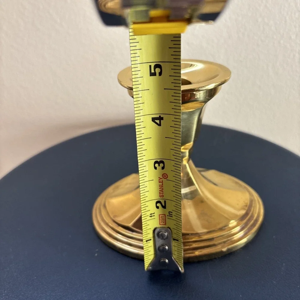 Vintage Solid Brass Candle Holder  Stiffel Single‎ Oval Base - Labeled